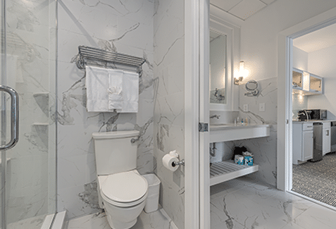 ICONA Diamond Beach hotel room bathroom with Carra Marble style