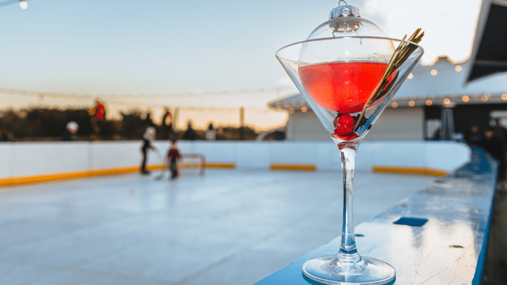 Seasonal drink in front of the ice skating rink at the Winter Wonderland in Avalon, NJ