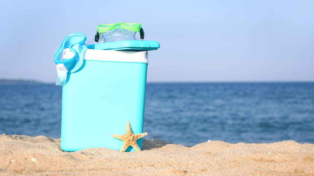 Insulated cooler on the beach