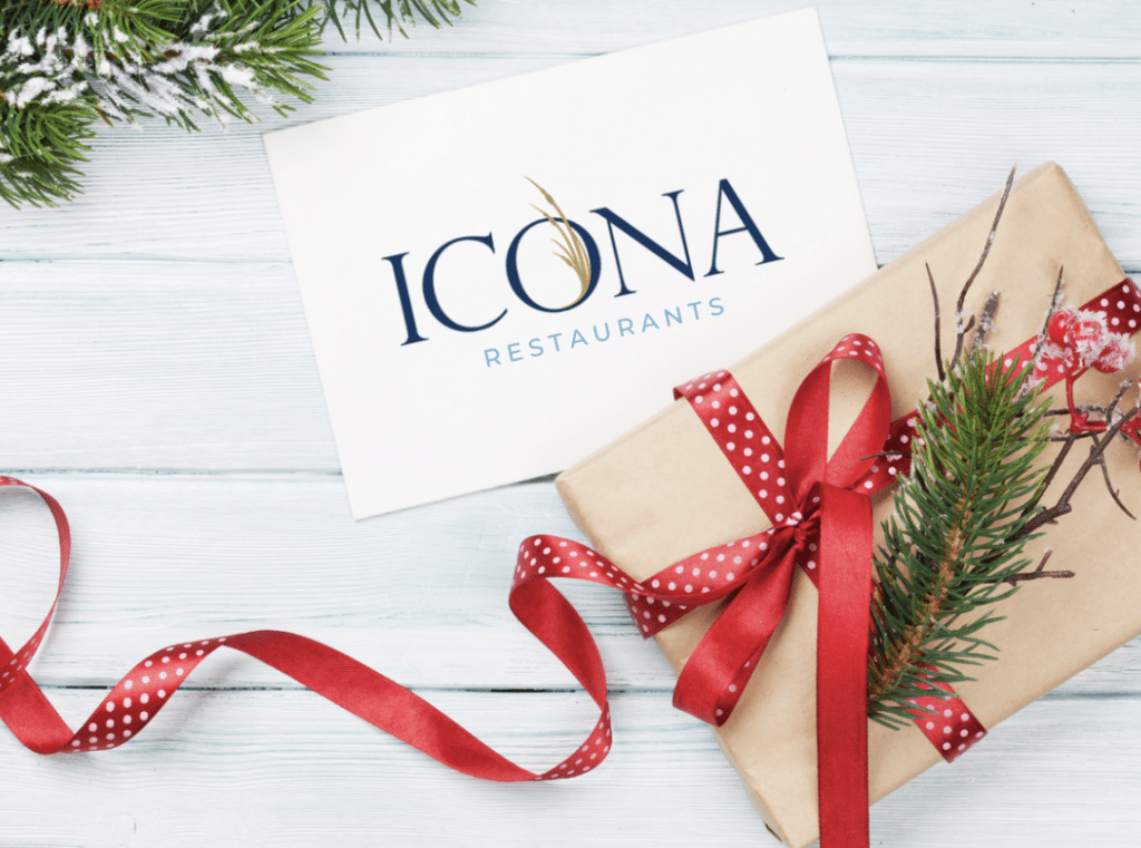 ICONA restaurant gift card gift with ribbon